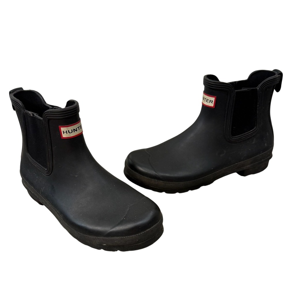 Hunter Original Chelsea Rain Boots Womens 9 Black Rubber Waterproof WFS2078RMA